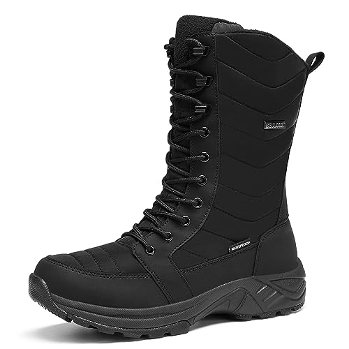 SHULOOK Winterstiefel Damen wasserdicht gefüttert Warm Winterschuhe Schneestiefel Reißverschluss rutschfeste Winterboots Hohe für Wandern Arbeiten Camping Stiefel Damen (Schmal, 37) von SHULOOK