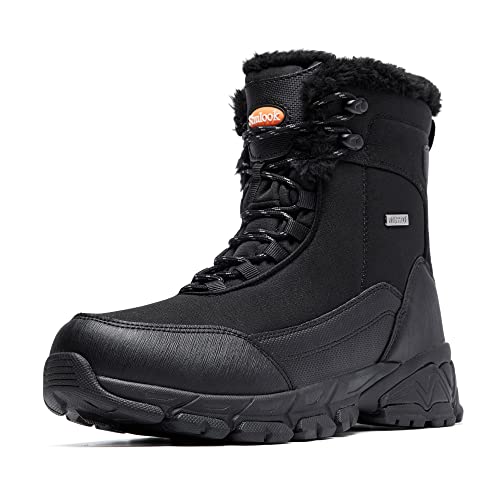 SHULOOK Winterstiefel Herren Wasserdicht Warm Gefüttert Schneestiefel Winterschuhe herren rutschfeste Hohe Wanderschuhe Herren Outdoor Schuhe Winter für Wandern Arbeiten Camping (Schwarz EU 43) von SHULOOK