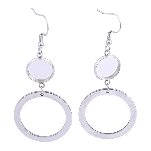 SHUNAE 20 Stück Ohrringrohlinge passend für 12 mm runde Cabochon-Einstellungen, Edelstahl-Ohrring-Lünette für Damen, Schmuck, DIY (stahlfarben) von SHUNAE