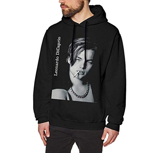 SHUNFAN Herren Kapuzenpullover, Hooded Sweat, Leonardo Dicaprio Fashion Men's Hoodie Black von SHUNFAN