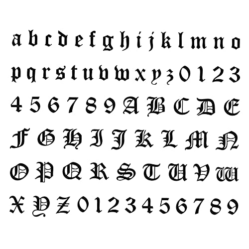 SHUOFUSH 5 Blätter Gothic Englisch Alphabet Zahlen DIY Finger Temporäre Tattoo Aufkleber von SHUOFUSH