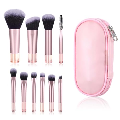 SHUOHONG 10 Stück Schminkpinsel Set mit Schminktasche, Professionelles Pinselset Makeup, Makeup Pinsel, Pinsel Set Schmink, Make-Up Zubehör für Foundation, Rouge, Lidschatten und Puder von SHUOHONG