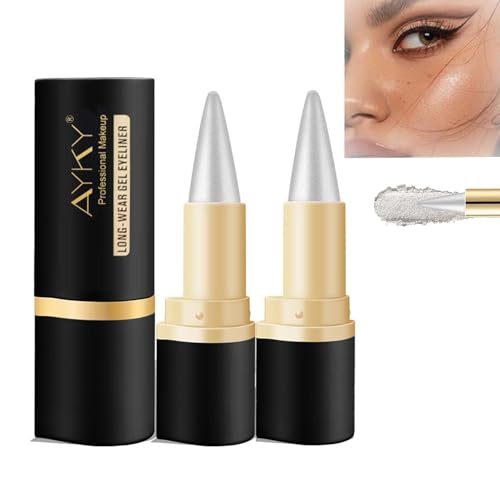 SHUOHONG 2 Stück Matte Schnell Trocknender Eyeliner Wasserfest, Long Lasting Wasserfeste Stifte, Schnell Trocknendes Eyeliner Stift, für Ein Alltägliches Anhaltend Augen Make Up (Silber) von SHUOHONG