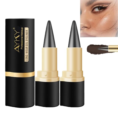 SHUOHONG 2 Stück Matte Schnell Trocknender Eyeliner Wasserfest, Waterproof Kajalstift Schwarz, Schnell Trocknendes Eyeliner Stift, für Ein Alltägliches Anhaltend Augen Make Up (Dunkelbraun) von SHUOHONG