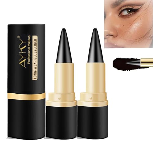 SHUOHONG 2 Stück Matte Schnell Trocknender Eyeliner Wasserfest, Waterproof Kajalstift Schwarz, Schnell Trocknendes Eyeliner Stift, für Ein Alltägliches Anhaltend Augen Make Up (Schwarz) von SHUOHONG