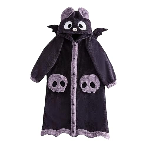 SHUOJIA Fledermaus Onesie Erwachsene Unisex Tier Jumpsuit Schlafanzug Kostuem Cosplay Halloween Weihnachten Fasching Sleepsuit Loungewear (M) von SHUOJIA