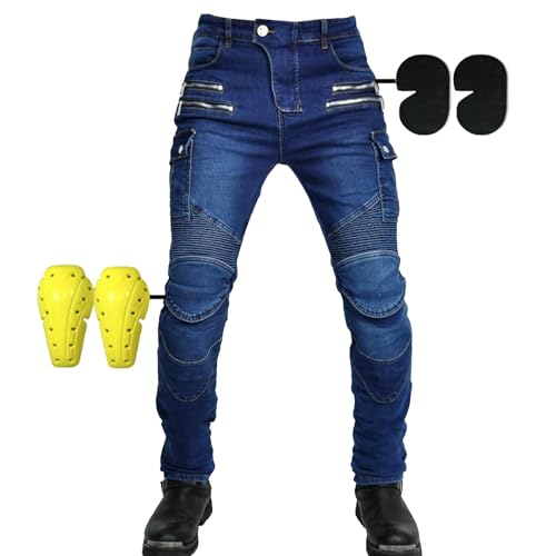 SHUOJIA Motorradjeans Für Männer Und Frauen, Motorradhosen Motorradjeans Sportliche Motorrad Hose Mit Protektoren Motorradhose (A12,XL) von SHUOJIA
