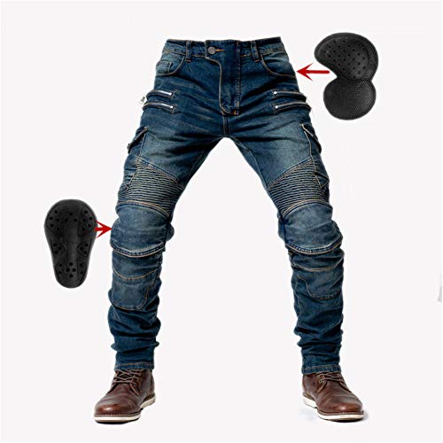 SHUOJIA Herren Motorradhose Jeans mit Schutz Motorrad Biker Pant 4 X Schutzausrüstung (Blue, Größe 3XL) von SHUOJIA