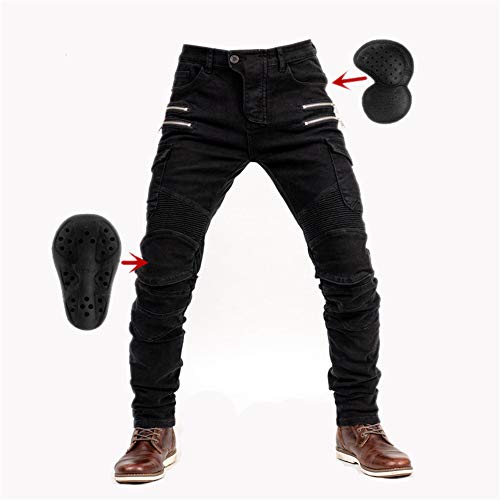 SHUOJIA Herren Motorradhose Jeans mit Schutz Motorrad Biker Pant 4 X Schutzausrüstung (Black, Größe 3XL) von SHUOJIA