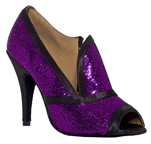 Damen High Heels Tanzschuhe Salsa Latein Tango Ballsaal Peep Toe Custom Heel Cha-cha Pratice Reißverschluss, Violett - violett - Größe: 39 EU von SHUTUP.DANCE