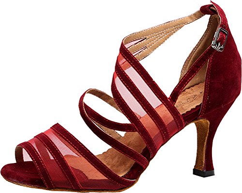 Damen Tanzschuhe Salsa Tango Cha-Cha Ballrom Custom HEE und Sohle Peep Toe Praxis Mode Tanzschuhe, Rot - rot - Größe: 38 EU von SHUTUP.DANCE