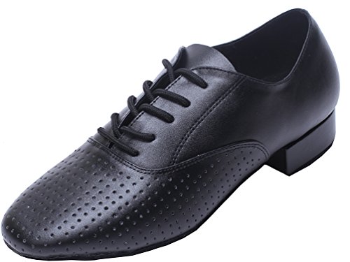 Jazz Latein-Tanzschuhe für Herren, Salsa, Tango, Cha-Cha-Ballrom, runde Zehenpartie, Übung, modisch, Tanzschuhe, Schnürschuh, 3,5 cm, Schwarz, Schwarz , 42.5 EU von SHUTUP.DANCE