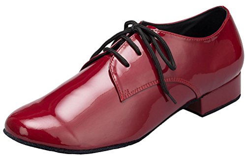 Jazzschuhe für Herren, weiches Leder, moderne Latein-Schnürung, geschlossene Zehe, 4 cm, Standard-Tanzschuhe, rot, 39 1/3 EU von SHUTUP.DANCE