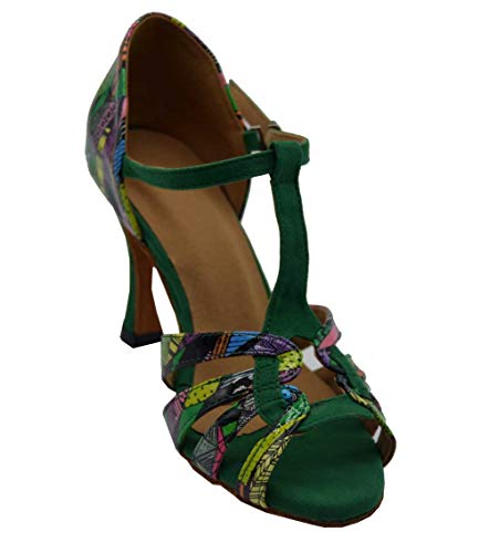 SHUTUP.DANCE Lateinamerikanische Tanzschuhe für Damen, T-Stange, individuelle Ferse, weiche oder gummierte Sohle, Ballsaal, Tango Salsa, grün, 39.5 EU von SHUTUP.DANCE