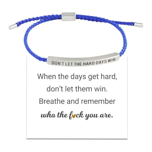 SHUZHENG Dont Let the Hard Days Win Armband, Stärke, Titanstahl, verstellbar, handgewebt, Stärke, Armbänder mit Karte für Familie und Freunde, Einheitsgröße, Silber, Achat von SHUZHENG