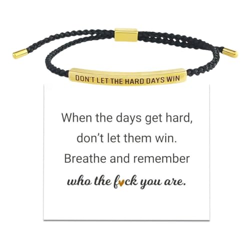SHUZHENG Dont Let the Hard Days Win Armband, Stärke, Titanstahl, verstellbar, handgewebt, Stärke, Armbänder mit Karte für Familie und Freunde, Einheitsgröße, Silber, Achat SHUZHENG Dont Let the Hard Days Win Armband, Stärke, Titanstahl, verstellbar, handgewebt, Stärke, Armbänder mit Karte für Familie und Freunde, Einheitsgröße, Silber, Achat von SHUZHENG
