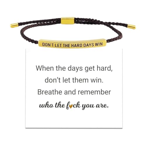 SHUZHENG Dont Let the Hard Days Win Armband, Stärke, Titanstahl, verstellbar, handgewebt, Stärke, Armbänder mit Karte für Familie und Freunde, Einheitsgröße, Silber, Achat SHUZHENG Dont Let the Hard Days Win Armband, Stärke, Titanstahl, verstellbar, handgewebt, Stärke, Armbänder mit Karte für Familie und Freunde, Einheitsgröße, Silber, Achat von SHUZHENG