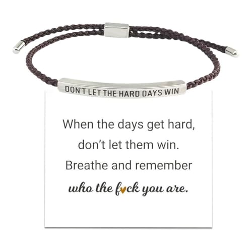 SHUZHENG Dont Let the Hard Days Win Armband, Stärke, Titanstahl, verstellbar, handgewebt, Stärke, Armbänder mit Karte für Familie und Freunde, Einheitsgröße, Silber, Achat SHUZHENG Dont Let the Hard Days Win Armband, Stärke, Titanstahl, verstellbar, handgewebt, Stärke, Armbänder mit Karte für Familie und Freunde, Einheitsgröße, Silber, Achat von SHUZHENG