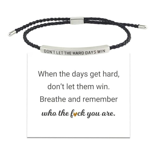 SHUZHENG Dont Let the Hard Days Win Armband, Stärke, Titanstahl, verstellbar, handgewebt, Stärke, Armbänder mit Karte für Familie und Freunde, Einheitsgröße, Silber, Achat SHUZHENG Dont Let the Hard Days Win Armband, Stärke, Titanstahl, verstellbar, handgewebt, Stärke, Armbänder mit Karte für Familie und Freunde, Einheitsgröße, Silber, Achat von SHUZHENG