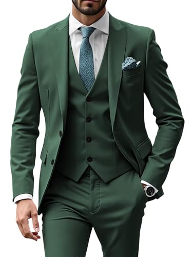 SHUZHXLZANGY 3-teiliger Herrenanzug, schmale Passform, Hochzeitsanzüge für Herren, Business-Anzüge, formelle Anzüge, Dunkelgrün, M SHUZHXLZANGY 3-teiliger Herrenanzug, schmale Passform, Hochzeitsanzüge für Herren, Business-Anzüge, formelle Anzüge, Dunkelgrün, M von SHUZHXLZANGY