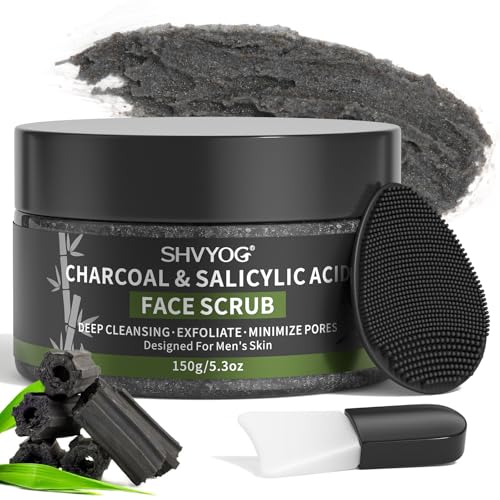 Charcoal Salicylic Acid Face Scrub for Men, Gesichtspeeling für Männer, Reduziert Mitesser, Akne, Verstopfte Poren, Ölkontrolle, Rasurvorbereitung für Männer, Mit Gesichtsreinigungsbürste Charcoal Salicylic Acid Face Scrub for Men, Gesichtspeeling für Männer, Reduziert Mitesser, Akne, Verstopfte Poren, Ölkontrolle, Rasurvorbereitung für Männer, Mit Gesichtsreinigungsbürste von SHVYOG