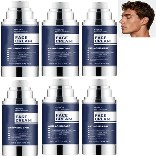 Anti-Aging-Gesichtscreme für Männer, beruhigend, feuchtigkeitsspendend mit Kollagen, Hyaluronsäure und Vitamin E, reduziert Falten, dunkle Flecken, Tränensäcke, strafft die Haut und spendet (6PCS) Anti-Aging-Gesichtscreme für Männer, beruhigend, feuchtigkeitsspendend mit Kollagen, Hyaluronsäure und Vitamin E, reduziert Falten, dunkle Flecken, Tränensäcke, strafft die Haut und spendet (6PCS) von SHWSH
