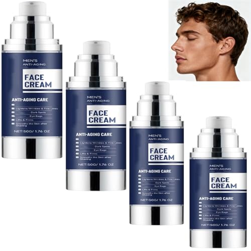 Anti-Aging-Gesichtscreme für Männer, beruhigend, feuchtigkeitsspendend mit Kollagen, Hyaluronsäure und Vitamin E, reduziert Falten, dunkle Flecken, Tränensäcke, strafft die Haut und spendet (4PCS) Anti-Aging-Gesichtscreme für Männer, beruhigend, feuchtigkeitsspendend mit Kollagen, Hyaluronsäure und Vitamin E, reduziert Falten, dunkle Flecken, Tränensäcke, strafft die Haut und spendet (4PCS) von SHWSH
