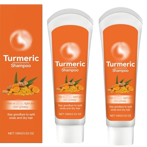 Kurkuma-Shampoo, volumengebende & Verdickung, volleres, gesünder aussehendes Haar für Männer & Frauen, stärkend, Anti-Haarausfall für fettiges Haar Tiefenreinigung und beruhigende (2PCS) von SHWSH