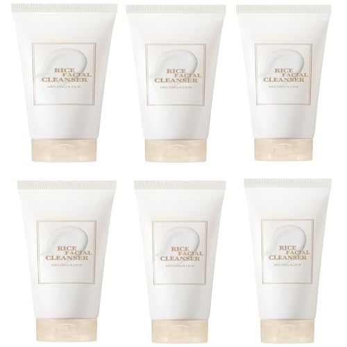 Rice Facial Cleanser, Sanftes Gesichtswaschmittel für Frauen und Männer, feuchtigkeitsspendend & beruhigend, Tiefenreinigung von Poren und Schmutz, Geeignet für empfindliches HautSanftes (6PCS) von SHWSH