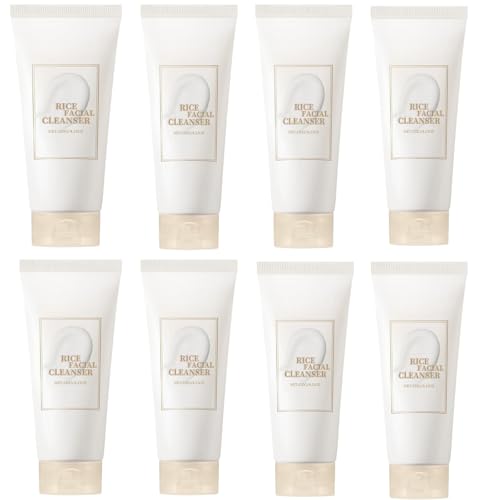 Rice Facial Cleanser, Sanftes Gesichtswaschmittel für Frauen und Männer, feuchtigkeitsspendend & beruhigend, Tiefenreinigung von Poren und Schmutz, Geeignet für empfindliches HautSanftes (8PCS) von SHWSH