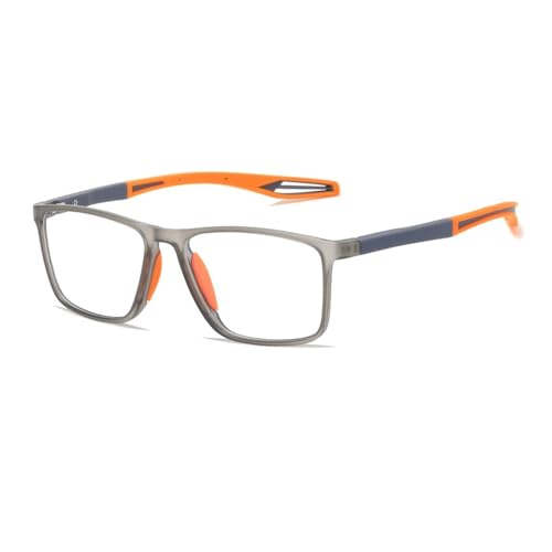 KY1119 Fertige Myopie-Anti-Blaulicht-Flachlicht-modische Brille mit großem Rahmen for Männer und Frauen TR90-Sportrahmen optischer Rahmen (Color : Gray frame, Size : 3.00) von SHXSYN