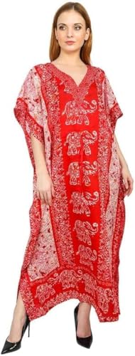 Shyamvun Damen Kaftan Tunika Kimono Lang Maxi Party Kleid für Loungewear Urlaub Nachtwäsche Strand Cover Up Kaftans Freie Größe von SHYAMVUN