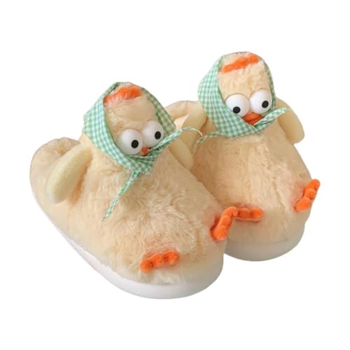 SHYKNYU Flauschige Hausschuhe für Damen, niedliches Tier, Huhn, Winter, Memory-Schaum, Baumwolle, Hausschuhe, Neuheit, warme Hausschuhe, Hausschuhe, Indoor-Slipper, gelb, Medium von SHYKNYU