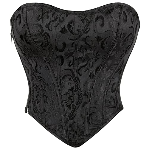 SHYMMUO Damen Korsett Tops Sexy Bustier Crop Top Sommer Ausgehen Trägerlos Taille Gürtel BH, Schwarz, floral, X-Large von SHYMMUO