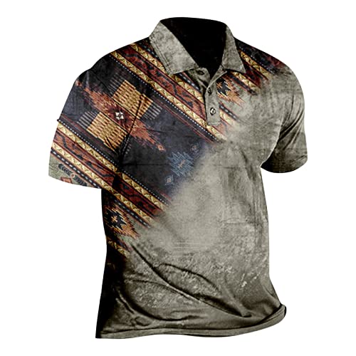 Hemd Herren Festivale Modern Polo Übergröße Plissiertes mit Reverskragen Coole Clubkleidun Shirt Herren aztekisch Kurzarm Polyester Bequemer Grau Hemd Herren Festivale Modern Polo Übergröße Plissiertes mit Reverskragen Coole Clubkleidun Shirt Herren aztekisch Kurzarm Polyester Bequemer Grau von SHZFGUI