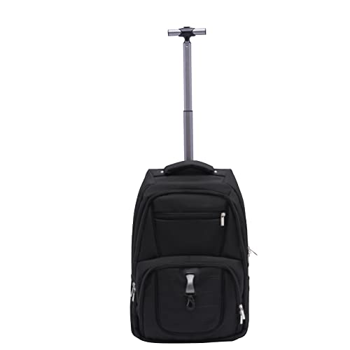 SHZICMY Laptoprucksack mit Rollen,Laptop Trolley Rucksack Handgepäck Flugzeug Business Damen Aktenkoffer für Herren Arbeit College (Schwarz, 58 * 34 * 24cm) von SHZICMY