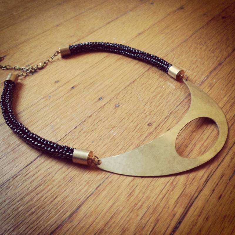 Ellipse Antik Halskette Bib Beadwork von SHoffmannDesigns