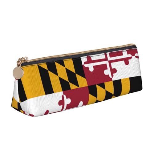 Maryland State Flag Print Triangle Box Multifunktionale Make-up-Tasche, Büro, Reisen und tägliche Aufbewahrung von Schreibwaren, Weiß, One Size, Leichtgewichtig von SHuWeiD