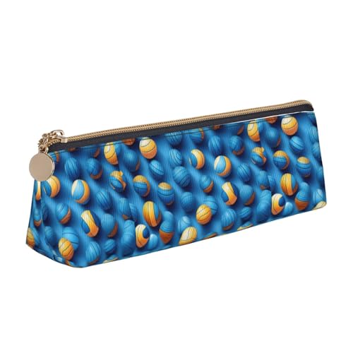 SHuWeiD Blaue Volleyball-Druck-Dreiecks-Box, multifunktionale Make-up-Tasche, Büro, Reisen und tägliche Aufbewahrung von Schreibwaren, Weiß, One Size, Leichtgewichtig von SHuWeiD