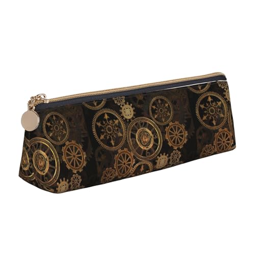SHuWeiD Gears Clock Bronze Century Print Triangle Box Multifunktionale Make-up-Tasche, Büro, Reisen und tägliche Aufbewahrung von Schreibwaren, Weiß, One Size, Leichtgewichtig von SHuWeiD