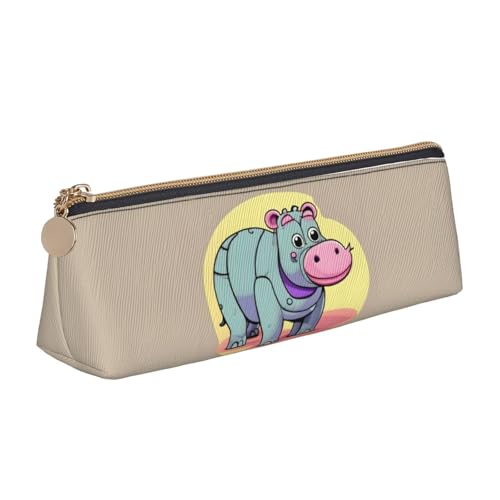 SHuWeiD Multifunktionale Make-up-Tasche mit Cartoon-Nilpferd-Druck, für Büro, Reisen und tägliche Aufbewahrung von Schreibwaren, Weiß, One Size, Leichtgewichtig von SHuWeiD