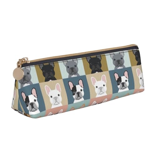 SHuWeiD Multifunktionale Make-up-Tasche mit französischer Bulldogge, dreieckig, für Büro, Reisen und tägliche Aufbewahrung von Schreibwaren, Weiß, One Size, Leichtgewichtig von SHuWeiD