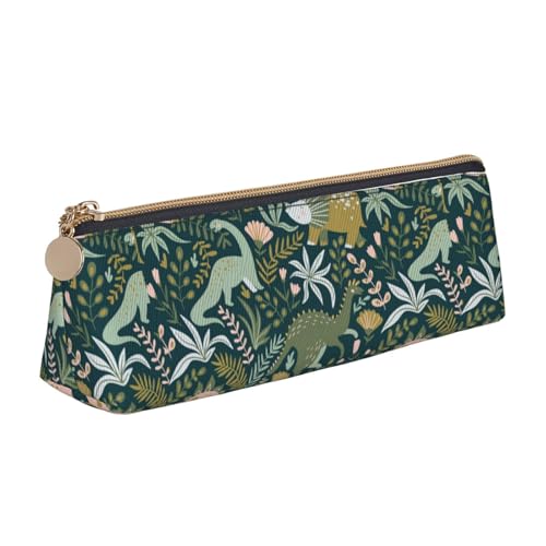 SHuWeiD Niedliche Dreiecksbox mit Dinosaurier-Druck, multifunktionale Make-up-Tasche, Büro-Reisen und tägliche Aufbewahrung von Schreibwaren, Weiß, One Size, Leichtgewichtig von SHuWeiD