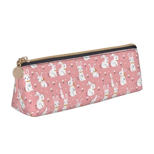 SHuWeiD Niedliche weiße dreieckige Box mit Kaninchen-Aufdruck, multifunktionale Make-up-Tasche, Büro, Reisen und tägliche Aufbewahrung von Schreibwaren, Weiß, One Size, Leichtgewichtig von SHuWeiD