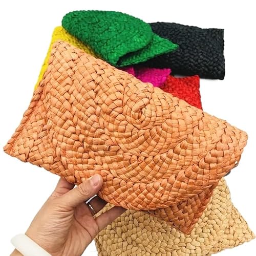 Strohtaschen Damen Damen Stroh Clutch Geldbörsen Umschlag Gewebte Brieftaschen Frauen Geld Telefon Münze Schlüsseltasche Geldbörsen Sommer Strand Taschen Kartenhalter Strohtasche (Color : 4) von SHuuL