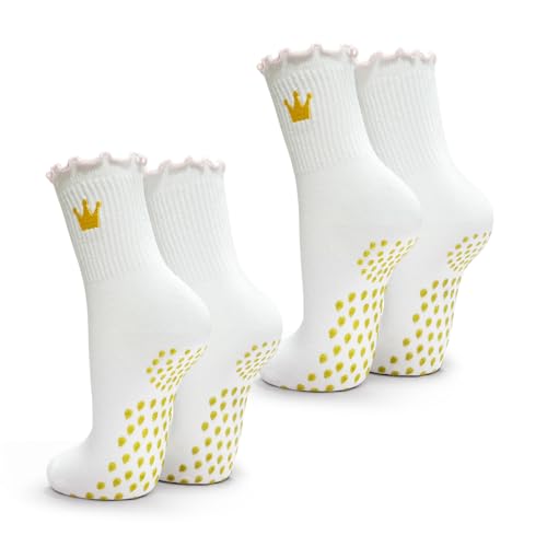 2 Paar Yoga Rutschfeste Pilates Socken Frauen, Antirutschsocken Grip Grippy Stoppersocken Damen Erwachsene Mid-Calf Atmungsaktive gymnastikschuhe für Ballett Tanz Workout Fitness EU37-41 (Weiß Gelb) 2 Paar Yoga Rutschfeste Pilates Socken Frauen, Antirutschsocken Grip Grippy Stoppersocken Damen Erwachsene Mid-Calf Atmungsaktive gymnastikschuhe für Ballett Tanz Workout Fitness EU37-41 (Weiß Gelb) von SI TU VOIS ÇA