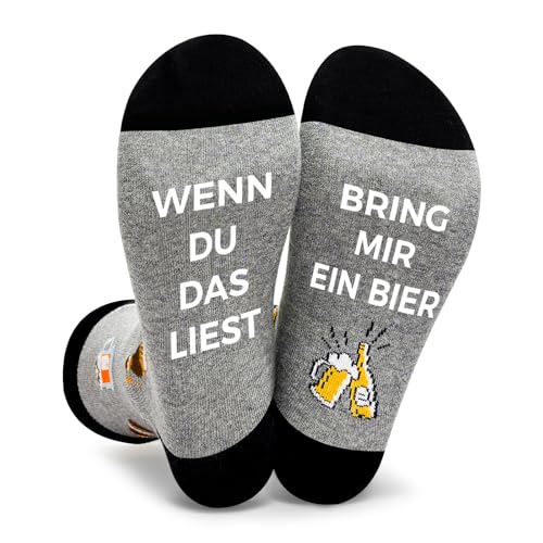 SI TU VOIS ÇA Lustige Socken Geschenke für Männer Damen Socken Baumwoll GeschenkNeuheit (DE/NL/SE/PL, Numerisch, 39, 46, Regular, Regular, Bier-B) von SI TU VOIS ÇA