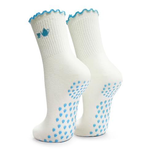 Yoga Rutschfeste Pilates Socken Frauen, Antirutschsocken Grip Grippy Stoppersocken Damen Erwachsene Mid-Calf Atmungsaktive gymnastikschuhe Zubehör für Ballett Tanz Workout Fitness EU37-41 (Weiß-Blau) Yoga Rutschfeste Pilates Socken Frauen, Antirutschsocken Grip Grippy Stoppersocken Damen Erwachsene Mid-Calf Atmungsaktive gymnastikschuhe Zubehör für Ballett Tanz Workout Fitness EU37-41 (Weiß-Blau) von SI TU VOIS ÇA