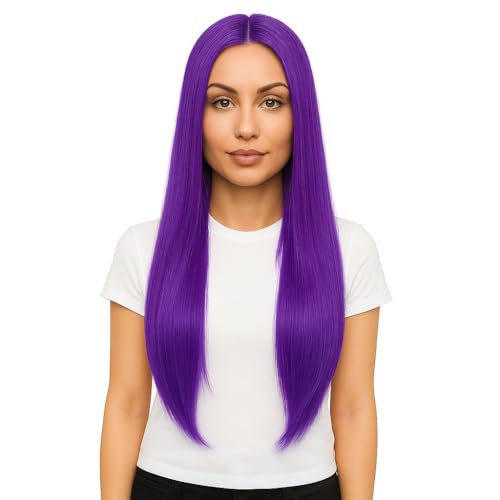 31 Zoll Lange Gerade Perücke für Frauen Cosplay Perücken Anime Kostüm Perücken Halloween Cosplay Haarperücke für Frauen Party Hexe Geist (Lila) von SIAHFNW