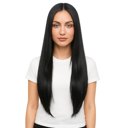 31 Zoll Lange Gerade Perücke für Frauen Cosplay Perücken Anime Kostüm Perücken Halloween Cosplay Haarperücke für Frauen Party Hexe Geist (Schwarz) von SIAHFNW